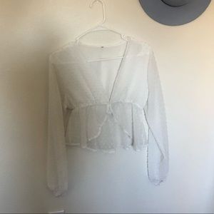 Sheer blouse with textured polka dots